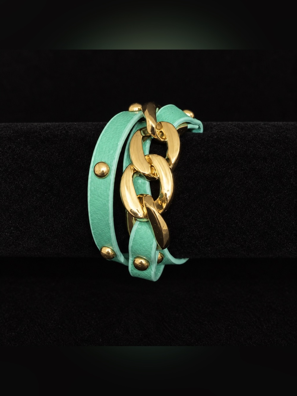 Turquoise & Gold Chain Wrap Bracelet